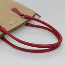 PRADA Hand Bag Canvas Beige Silver Auth 118360-7