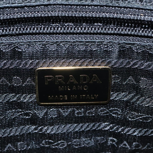 PRADA Hand Bag Nylon Black Gold Auth 118361