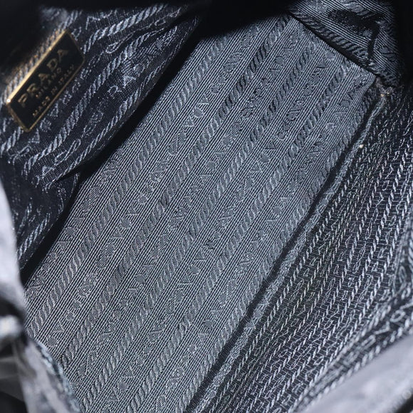 PRADA Hand Bag Nylon Black Gold Auth 118361