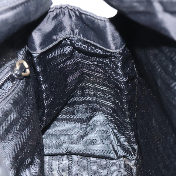 PRADA Hand Bag Nylon Black Gold Auth 118361