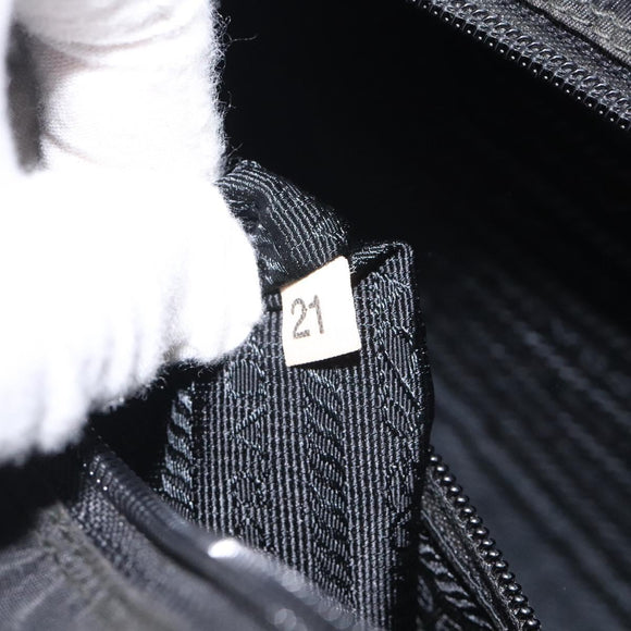 PRADA Hand Bag Nylon Black Gold Auth 118361