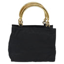 PRADA Hand Bag Nylon Black Gold Auth 118361-2