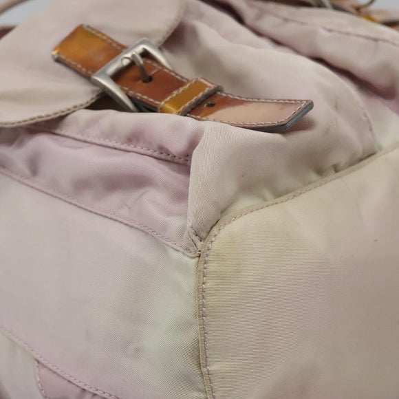 PRADA Hand Bag Nylon Pink Silver Auth 118365