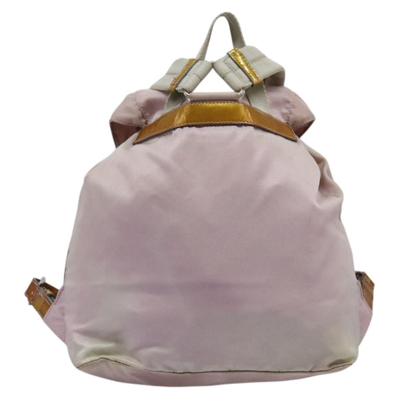 PRADA Hand Bag Nylon Pink Silver Auth 118365