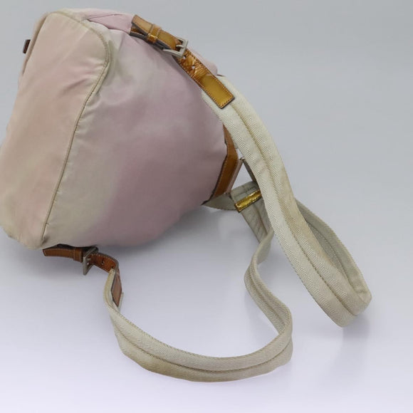 PRADA Hand Bag Nylon Pink Silver Auth 118365