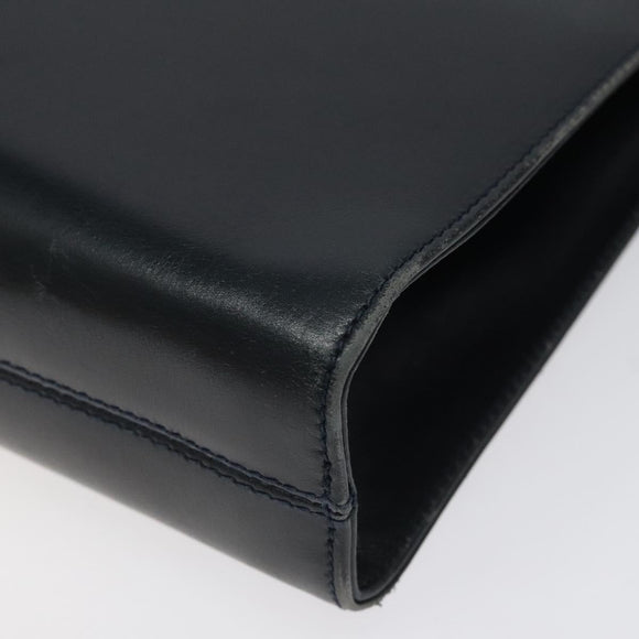 Salvatore Ferragamo Gancini Chain Shoulder Bag Leather Navy Gold Auth 118367