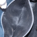 Salvatore Ferragamo Gancini Chain Shoulder Bag Leather Navy Gold Auth 118367-11