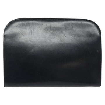 Salvatore Ferragamo Gancini Chain Shoulder Bag Leather Navy Gold Auth 118367 - 0