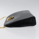Salvatore Ferragamo Gancini Chain Shoulder Bag Leather Navy Gold Auth 118367-4