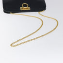 Salvatore Ferragamo Gancini Chain Shoulder Bag Leather Navy Gold Auth 118367-7