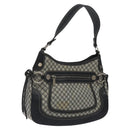 CELINE Macadam Canvas Shoulder Bag Gray Silver Auth 118368-1