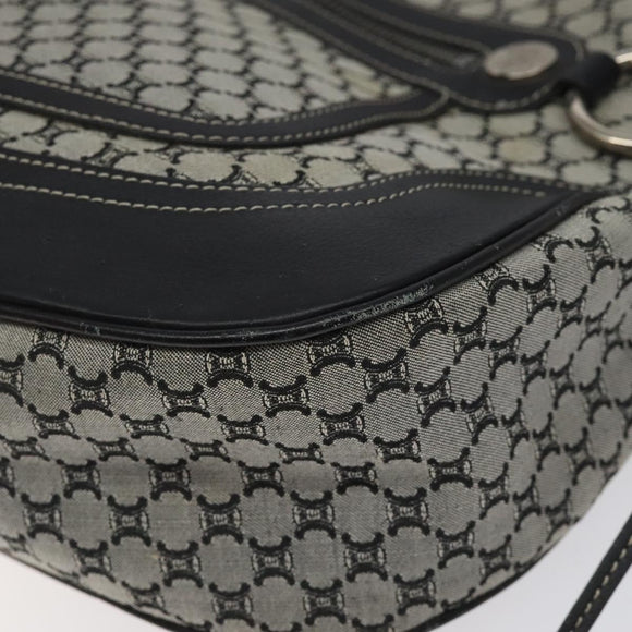 CELINE Macadam Canvas Shoulder Bag Gray Silver Auth 118368