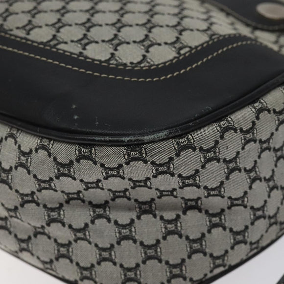 CELINE Macadam Canvas Shoulder Bag Gray Silver Auth 118368