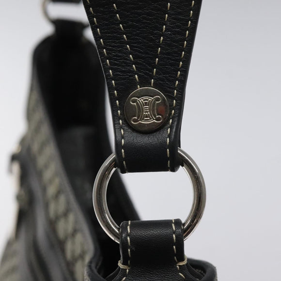 CELINE Macadam Canvas Shoulder Bag Gray Silver Auth 118368