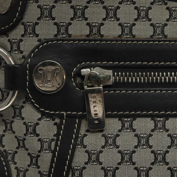 CELINE Macadam Canvas Shoulder Bag Gray Silver Auth 118368