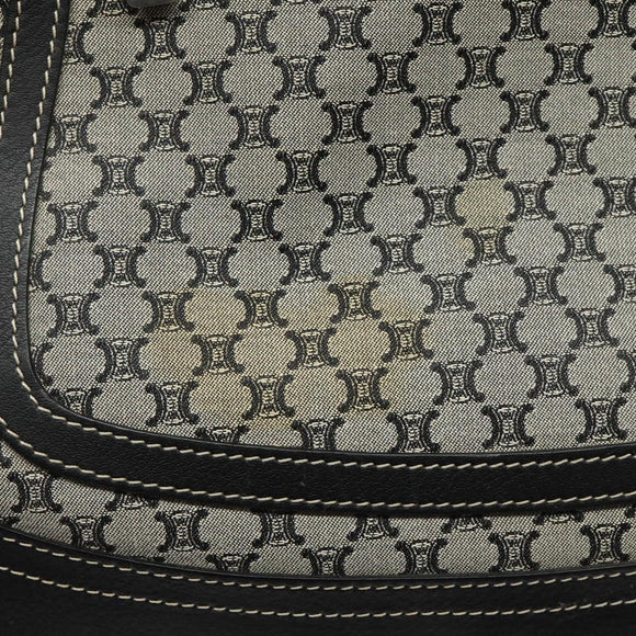 CELINE Macadam Canvas Shoulder Bag Gray Silver Auth 118368