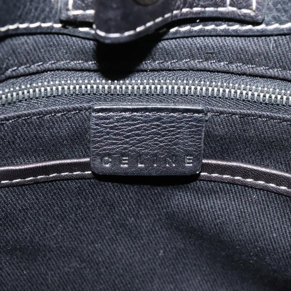 CELINE Macadam Canvas Shoulder Bag Gray Silver Auth 118368