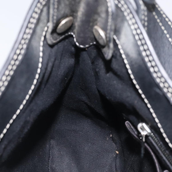 CELINE Macadam Canvas Shoulder Bag Gray Silver Auth 118368