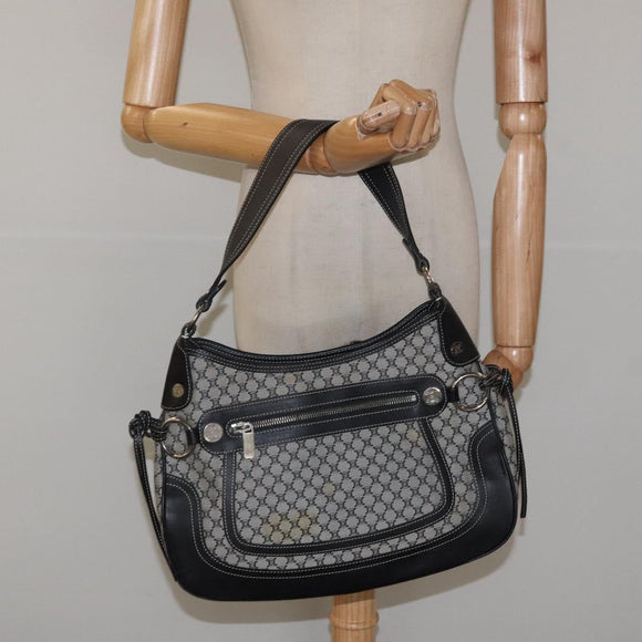 CELINE Macadam Canvas Shoulder Bag Gray Silver Auth 118368