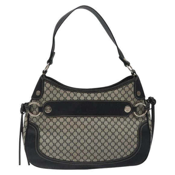 CELINE Macadam Canvas Shoulder Bag Gray Silver Auth 118368