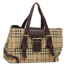 BURBERRY Nova Check Shoulder Bag PVC Beige Gold Auth 118369-1