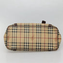 BURBERRY Nova Check Shoulder Bag PVC Beige Gold Auth 118369-5