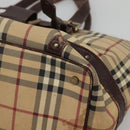 BURBERRY Nova Check Shoulder Bag PVC Beige Gold Auth 118369-10