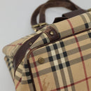 BURBERRY Nova Check Shoulder Bag PVC Beige Gold Auth 118369-14