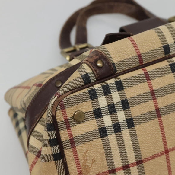 BURBERRY Nova Check Shoulder Bag PVC Beige Gold Auth 118369