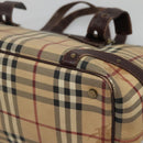 BURBERRY Nova Check Shoulder Bag PVC Beige Gold Auth 118369-15