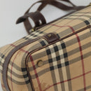 BURBERRY Nova Check Shoulder Bag PVC Beige Gold Auth 118369-16