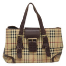 BURBERRY Nova Check Shoulder Bag PVC Beige Gold Auth 118369-13