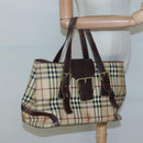 BURBERRY Nova Check Shoulder Bag PVC Beige Gold Auth 118369-20