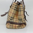 BURBERRY Nova Check Shoulder Bag PVC Beige Gold Auth 118369-3