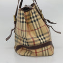 BURBERRY Nova Check Shoulder Bag PVC Beige Gold Auth 118369-4