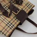 BURBERRY Nova Check Shoulder Bag PVC Beige Gold Auth 118369-6