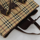 BURBERRY Nova Check Shoulder Bag PVC Beige Gold Auth 118369-7