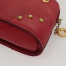 CELINE Chain Shoulder Bag Leather Red Gold Auth 118372-16