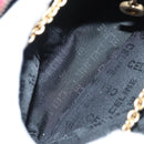 CELINE Chain Shoulder Bag Leather Red Gold Auth 118372-10