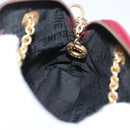 CELINE Chain Shoulder Bag Leather Red Gold Auth 118372-11