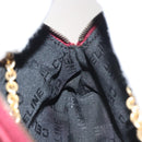 CELINE Chain Shoulder Bag Leather Red Gold Auth 118372-18