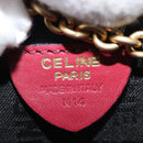 CELINE Chain Shoulder Bag Leather Red Gold Auth 118372-12