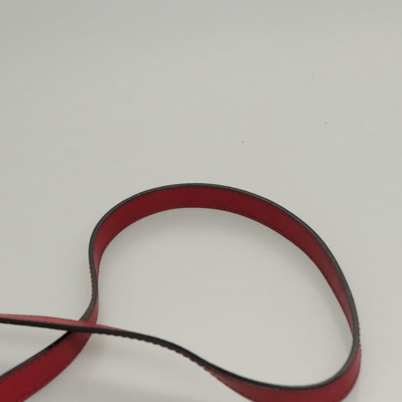 CELINE Chain Shoulder Bag Leather Red Gold Auth 118372