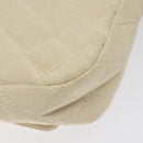 CHANEL Cruise Line Matelasse Clutch Bag Cream Silver CC Auth 118381-16