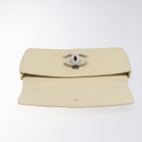 CHANEL Cruise Line Matelasse Clutch Bag Cream Silver CC Auth 118381-9