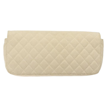 CHANEL Cruise Line Matelasse Clutch Bag Cream Silver CC Auth 118381 - 0