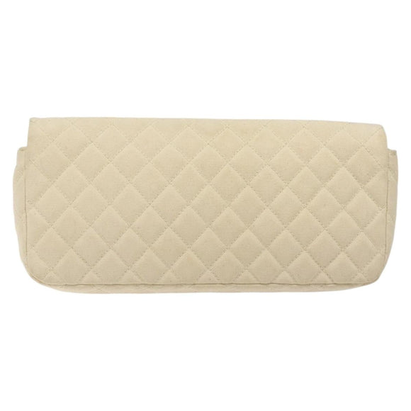 CHANEL Cruise Line Matelasse Clutch Bag Cream Silver CC Auth 118381