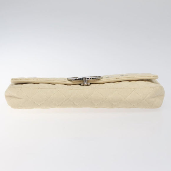 CHANEL Cruise Line Matelasse Clutch Bag Cream Silver CC Auth 118381