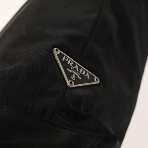 PRADA Hand Bag Nylon Black Silver Auth 118383