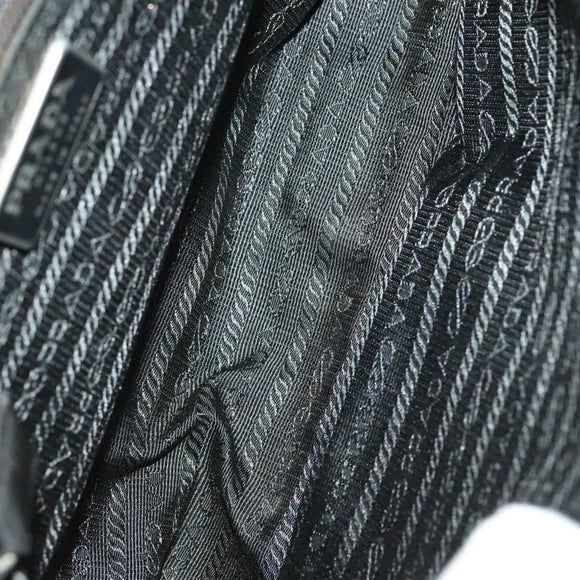 PRADA Hand Bag Nylon Black Silver Auth 118383
